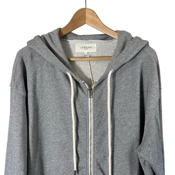 THE GREAT. MAN Varsity Grey The Men's Zip Up Hoodie - Picture 5 of 12